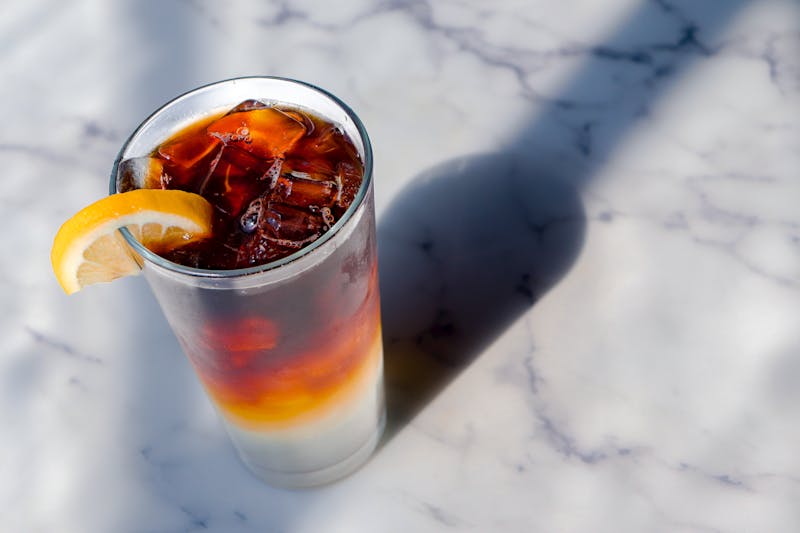 Iced tea cold drink with lemon